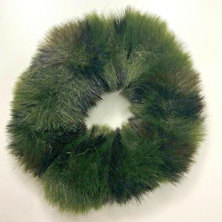 green fur scrunchie