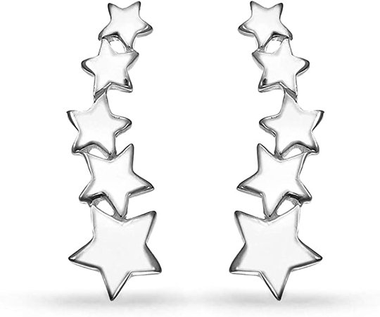 Amazon.com: Boma Jewelry Sterling Silver Star Ear Crawler Earrings: Clothing