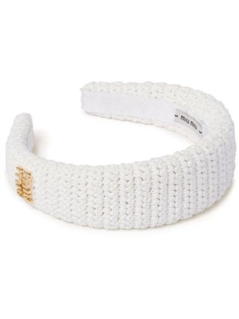 Miu Miu logo-lettering Woven Headband - Farfetch