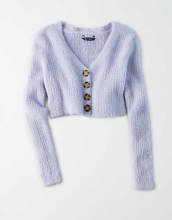 AE Studio Cropped Button Up Cardigan lilac