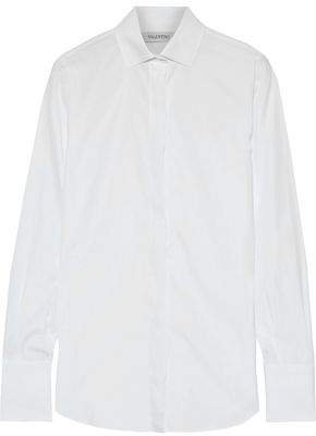 Pique-trimmed Cotton-poplin Shirt