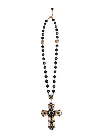 Dolce & Gabbana Dolce & Gabbana Rosary Necklace With Cross - NERO - 11169104 | italist