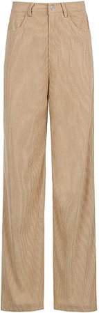 Women E-Girl High Waist Corduroy Y2K Pants Vintage Loose Wide Straight Leg Pants Baggy Trousers Slim Casual Streetwear at Amazon Women’s Clothing store
