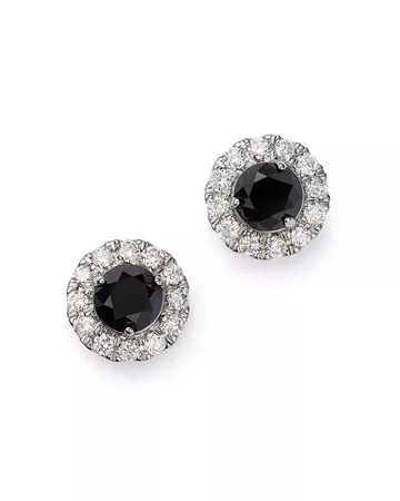 Bloomingdale's Black & White Diamond Halo Stud Earrings in 14K White Gold - 100% Exclusive | Bloomingdale's