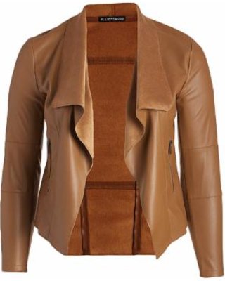 Special Prices on Dark Camel Drape-Front Faux Leather Moto Jacket - Women