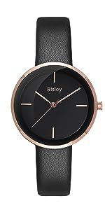 Amazon.com: Bisley Ladies Watches Black Leather Strap Analog Square Watch Simple Waterproof Watch : Clothing, Shoes & Jewelry
