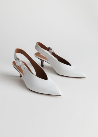 Pointed Slingback Kitten Heels - White - Pumps - & Other Stories