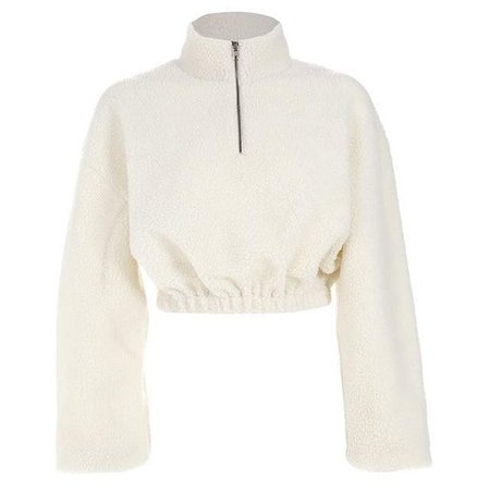 fur crop pullover sweatshirt zip