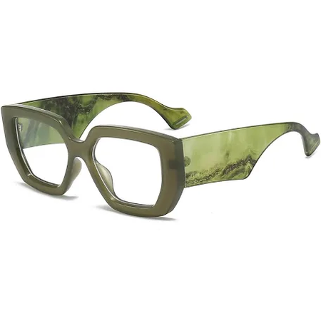 olive green square glasses