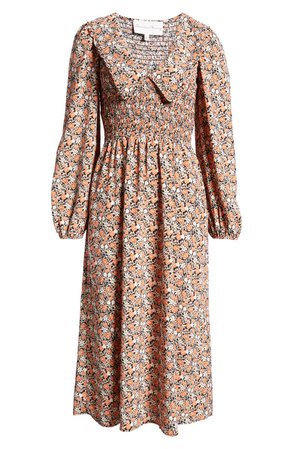 Floral Smocked Long Sleeve Midi Dress | Nordstrom