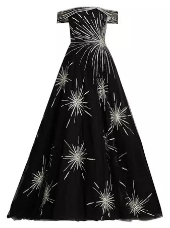 Shop Pamella Roland Embroidered Tulle Gown | Saks Fifth Avenue