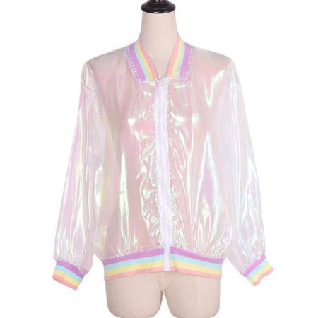 Harajuku Rainbow Hologram Transparent Jacket