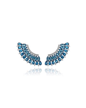 Hueb Mirage 18k White Gold Blue Topaz and Diamond Pave Earrings | Neiman Marcus