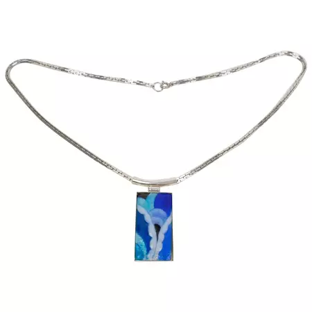 Camille Faure | Blue Enamel Necklace For Sale at 1stDibs