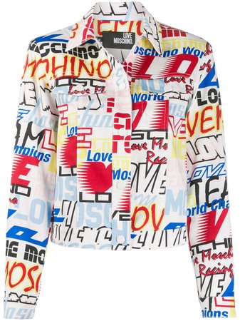 Love Moschino Mixed Logo Print Denim Jacket - Farfetch