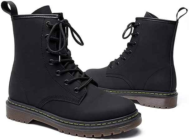 Amazon.com | Adokoo Womens Ankle Boots Booties Combat Boots (US9, Black) | Ankle & Bootie