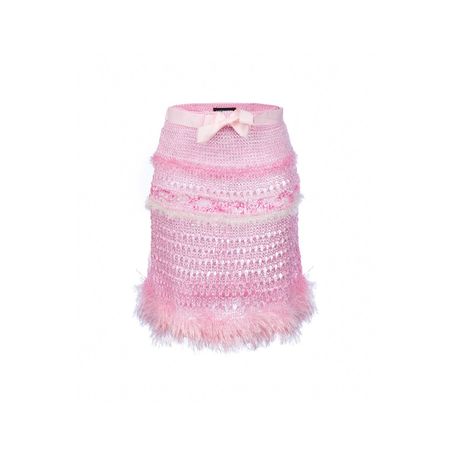 Baby Pink Handmade Knit Skirt | ANDREEVA | Wolf & Badger