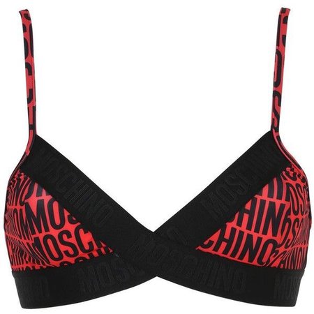 Moschino Red and Black Logo Bralette
