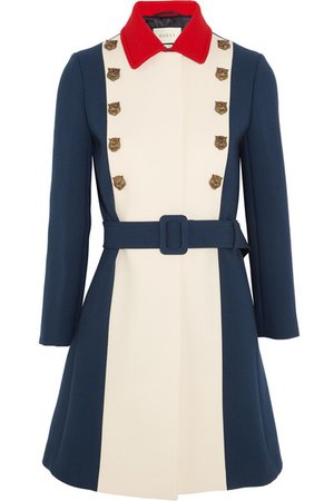 Gucci | Embellished color-block wool coat | NET-A-PORTER.COM