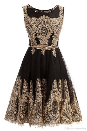 DHgate.com 2019 Short Homecoming Graduation Dresses Gold Lace Black Jewel Neck With Belt Short Prom Evening Gown Gowns For Sale Homecoming Dresses Under 50 From ...