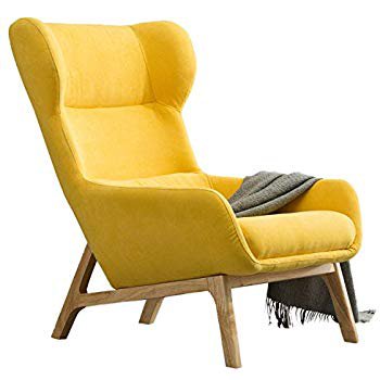 Amazon.com: Irene House Contemporary Velvet Fabric Height Back Accent Chair,Living Room,Bedroom Arm Chair (Yellow): Kitchen & Dining
