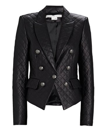 Veronica Beard Cooke Quilted Leather Dickey Blazer | INTERMIX®