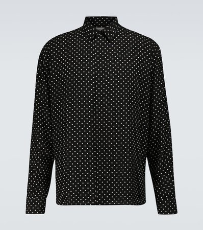 Saint Laurent - Yves-collar polka-dot silk shirt | Mytheresa