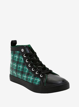 Harry Potter Slytherin Plaid Hi-Top Sneakers