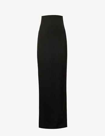 SAINT LAURENT - High-waist split-hem wool midi skirt | Selfridges.com