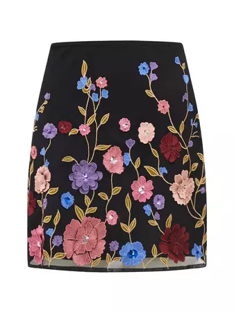 Astrida Embellished Skirt Black Multi | French Connection US