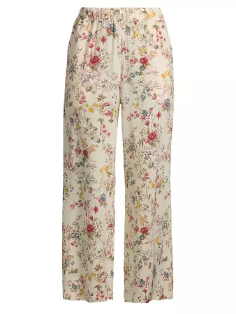 Shop Weekend Max Mara Gradara Floral Silk Pull-On Pants | Saks Fifth Avenue