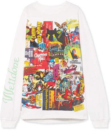 we11done - Oversized Printed Cotton-jersey Top - White