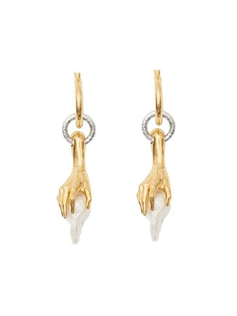 White & Gold Burberry Faux-Pearl Detail Hoop Earrings For Women | Farfetch.com