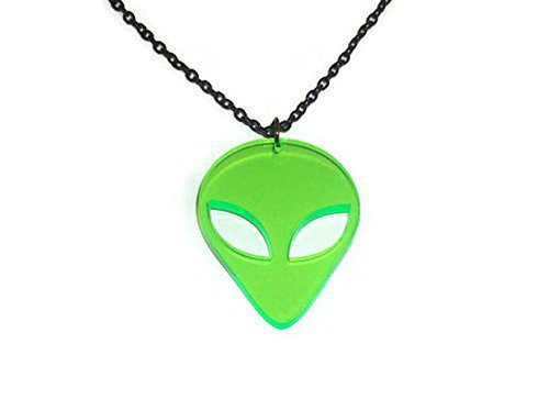 Amazon.com: Alien Necklace UV Green Pendant Quirky Kitsch Jewellery Laser Cut Perspex: Handmade