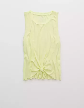 Aerie Ribbed Knotted Tank yellow