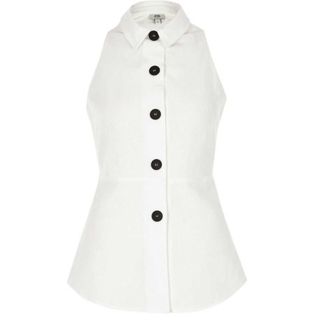 White button front sleeveless top - Tops - Sale - women