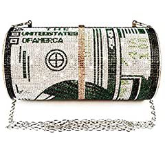 unidressup Bling Crystal Purses and Handbags Women Luxury Rhinestone Shiny Money Bag Roll Dollar Purse Crossbody Bag, Grey: Handbags: Amazon.com