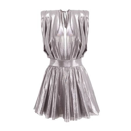 Silver Metallic Mini Dress | BLUZAT | Wolf & Badger