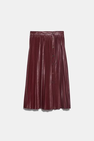 PLEATED BUTTONED SKIRT - Leather Skirts-SKIRTS | SHORTS-WOMAN | ZARA United States