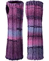 Ribbed Striped Insulated Fleece Lined Wool Knit Warm Texting Fingerless Gloves Thumb Hole Hand Mittens (Purple) at Amazon Women’s Clothing store