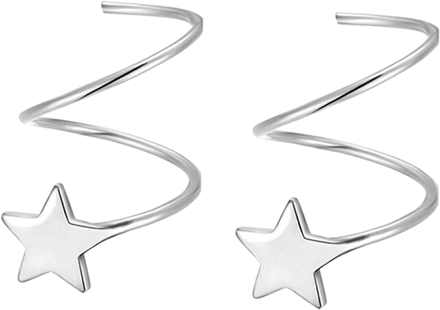 Amazon Silver Star Spiral Earrings