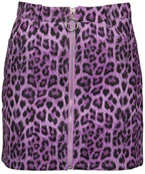 Amazon.ae Womens Purple Leopard Cheetah Animal Print Faux Leather Mini Skirt
