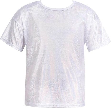 Amazon.com: FEESHOW Kids Girls Sparkly Metallic Shiny T-Shirt Boys Short Sleeves Loose T-Shirt for Dance Performance Costume : Clothing, Shoes & Jewelry