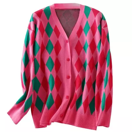 JGGSPWM Womens Argyle Geometric Knit Button Down Sweater Cardigan Tops Comfortable Coat Classic Pullover Long Sleeve V Neck Outwear Green Free Size - Walmart.com