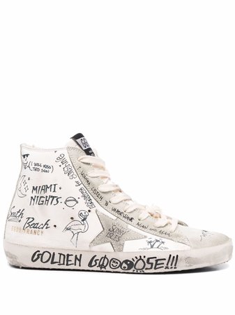 Golden Goose Graffiti Print high-top Sneakers - Farfetch