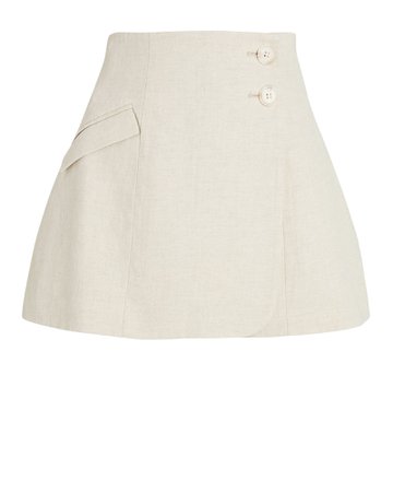 Anna Quan Jenna Cotton-Linen Wrap Mini Skirt | INTERMIX®