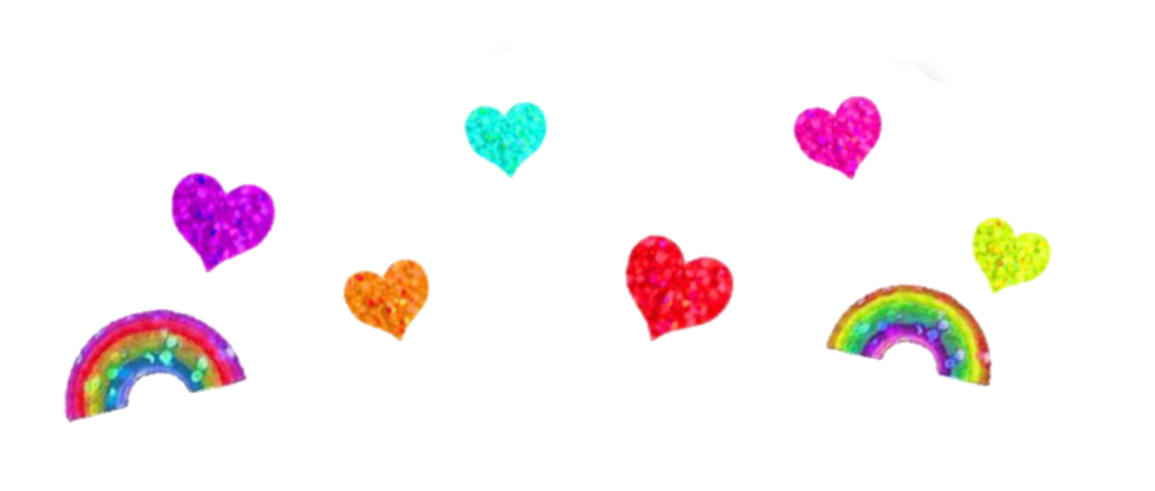 Glitter Stickers PNG rainbow and hearts 2