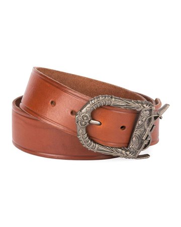 Saint Laurent Leather Belt with Ornate Buckle