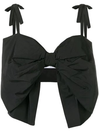 MSGM Cropped Sweetheart Bow Top