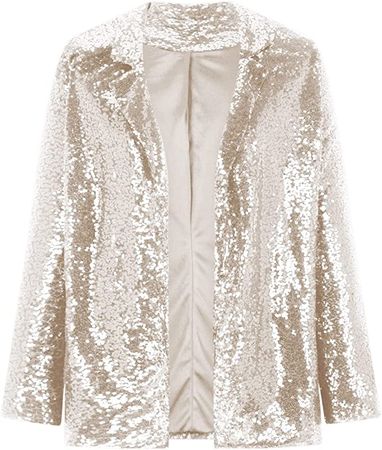 Sequin Jackets for Women Long Sleeve Open Front Glitter Cropped Blazer Coat Womens Shiny Short Party Outfits Tops at Amazon Women’s Clothing store
